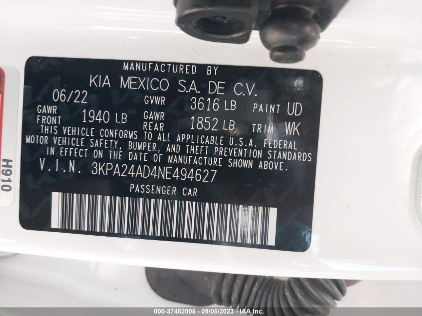 2022 KIA RIO LX - 3KPA24AD4NE494627