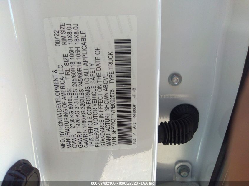 2023 HONDA RIDGELINE RTL-E - 5FPYK3F77PB002575