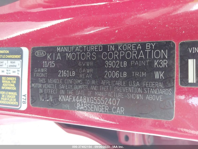 2016 KIA FORTE EX - KNAFX4A8XG5552407