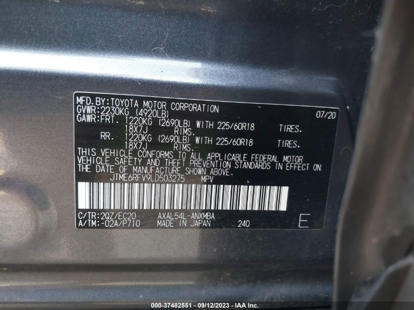 2020 TOYOTA RAV4 HYBRID XSE - JTME6RFV9LD503275