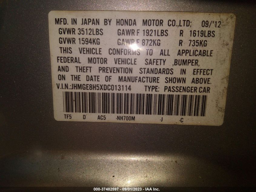 2013 HONDA FIT SPORT - JHMGE8H5XDC013114