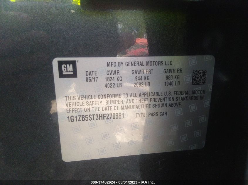 2017 CHEVROLET MALIBU LS - 1G1ZB5ST3HF270881