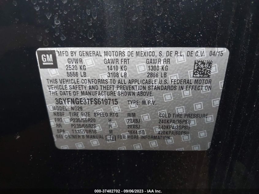 2015 CADILLAC SRX PREMIUM COLLECTION - 3GYFNGE37FS619715