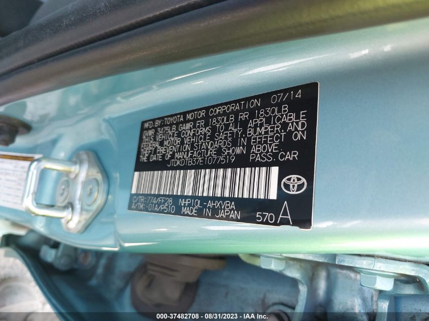 2014 TOYOTA PRIUS C ONE/THREE/TWO/FOUR - JTDKDTB37E1077519