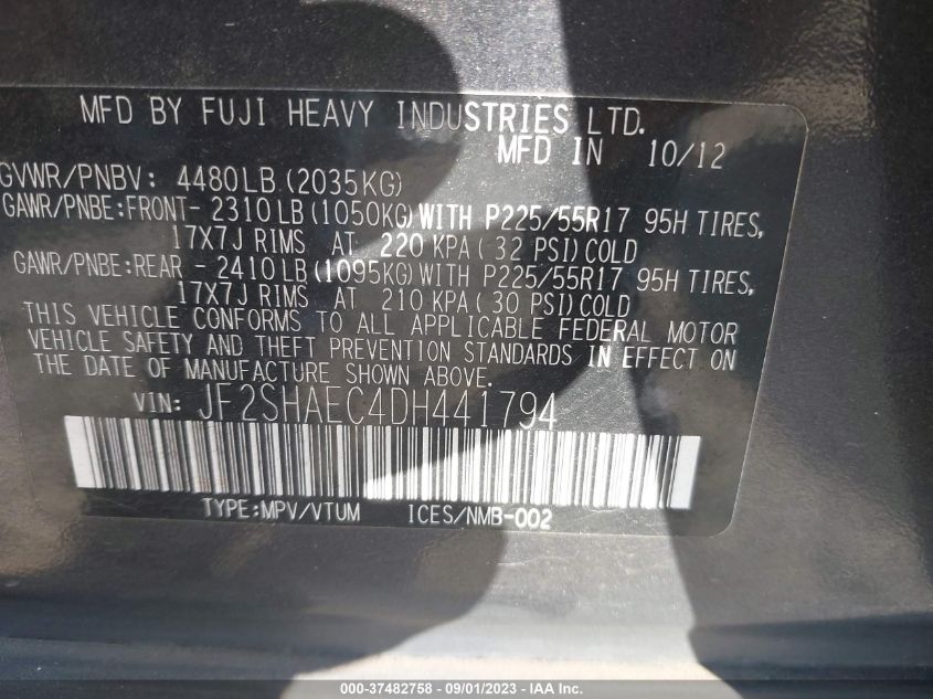 2013 SUBARU FORESTER 2.5X LIMITED - JF2SHAEC4DH441794