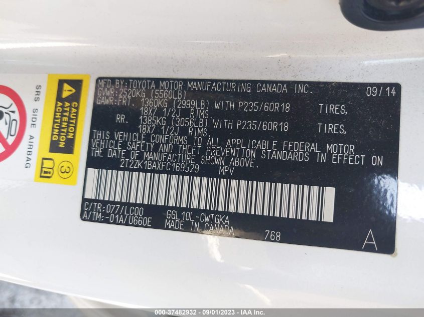 2015 LEXUS RX 350 - 2T2ZK1BAXFC169529