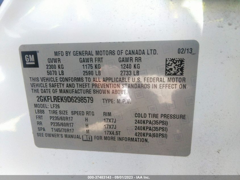2013 GMC TERRAIN SLE - 2GKFLREK9D6298579