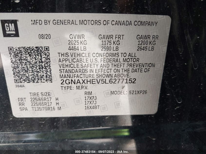 2020 CHEVROLET EQUINOX LS - 2GNAXHEV5L6277152