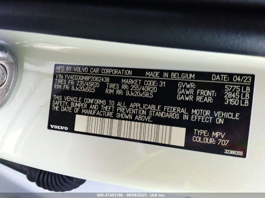 2023 VOLVO C40 RECHARGE PURE ULTIMATE YV4ED3GM8P2062438