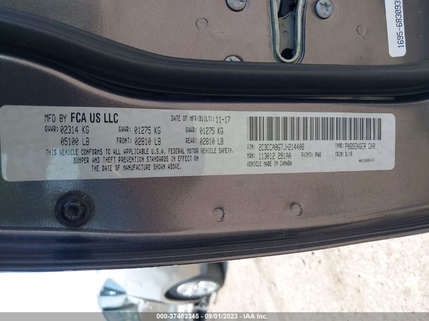 2018 CHRYSLER 300 300S - 2C3CCABG7JH214408