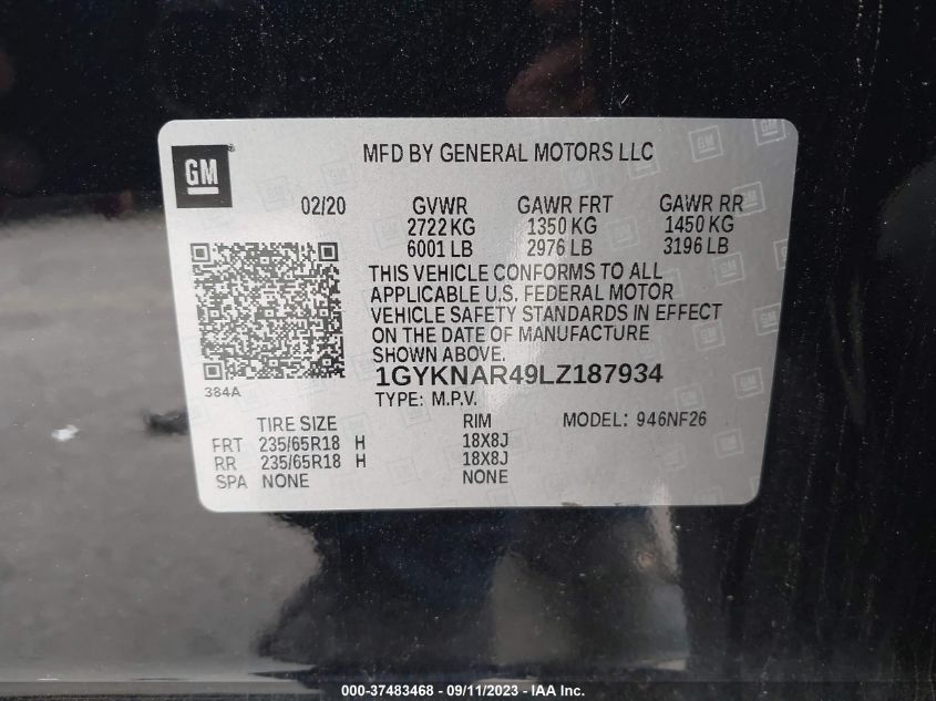 2020 CADILLAC XT5 LUXURY FWD - 1GYKNAR49LZ187934