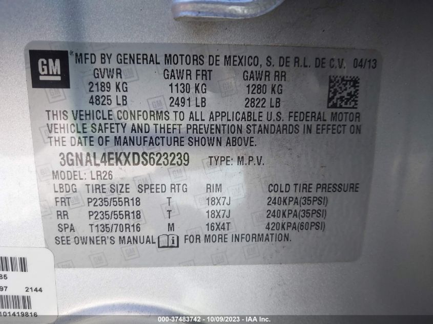 2013 CHEVROLET CAPTIVA SPORT LTZ 3GNAL4EKXDS623239