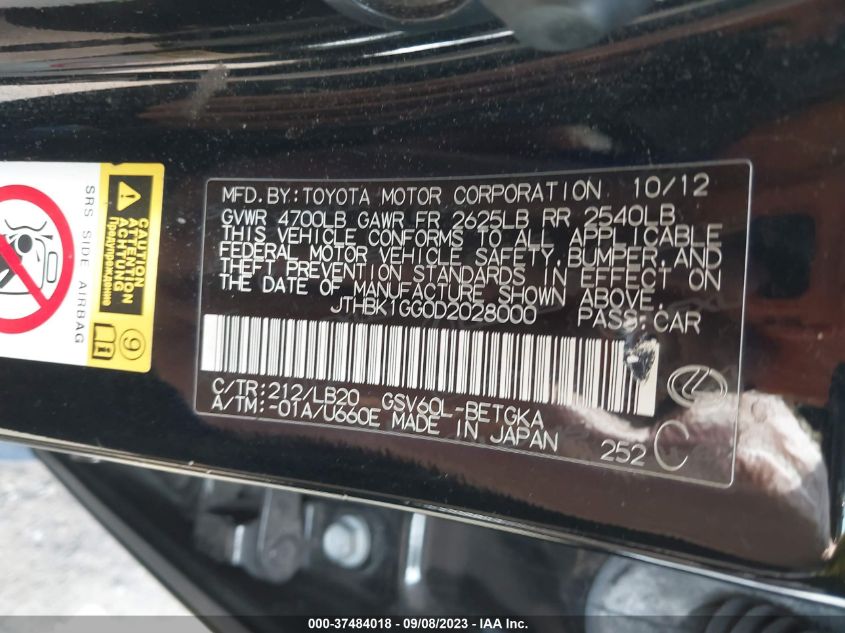 2013 LEXUS ES 350 4DR SDN - JTHBK1GG0D2028000