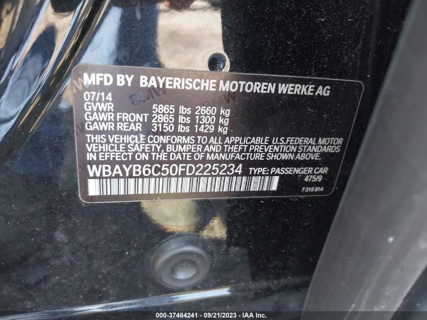 2015 BMW 750I XDRIVE WBAYB6C50FD225234