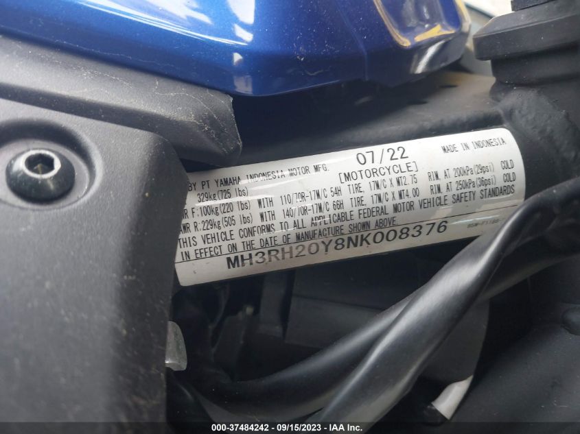 2022 YAMAHA MT-03 MH3RH20Y8NK008376