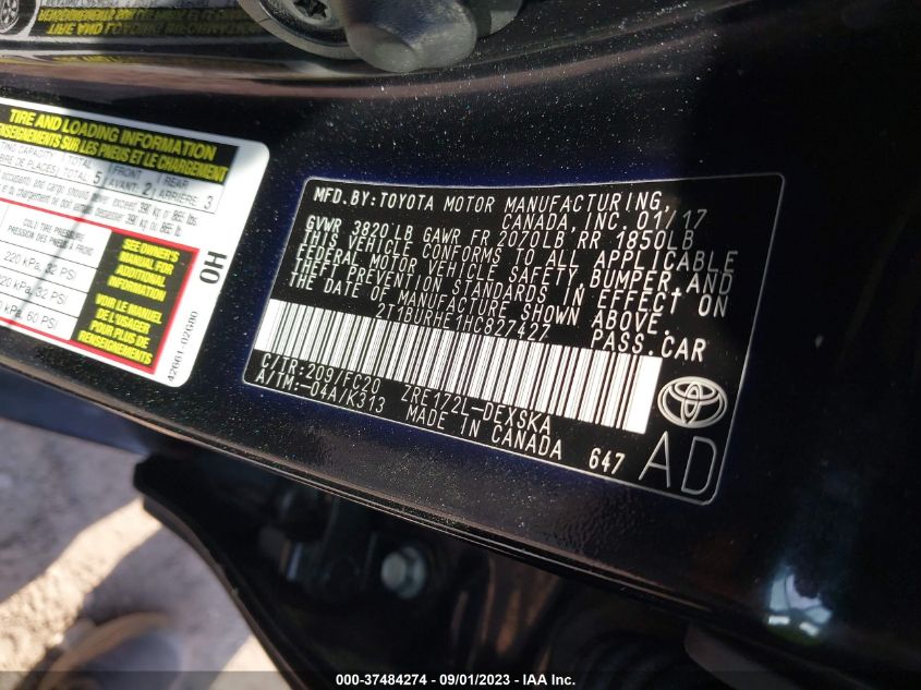 2017 TOYOTA COROLLA SE - 2T1BURHE1HC827427