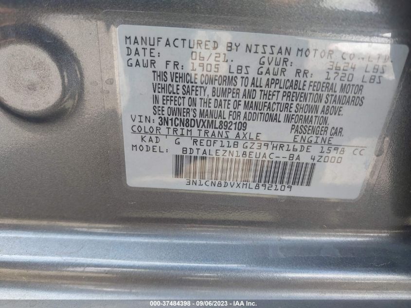 2021 NISSAN VERSA S - 3N1CN8DVXML892109