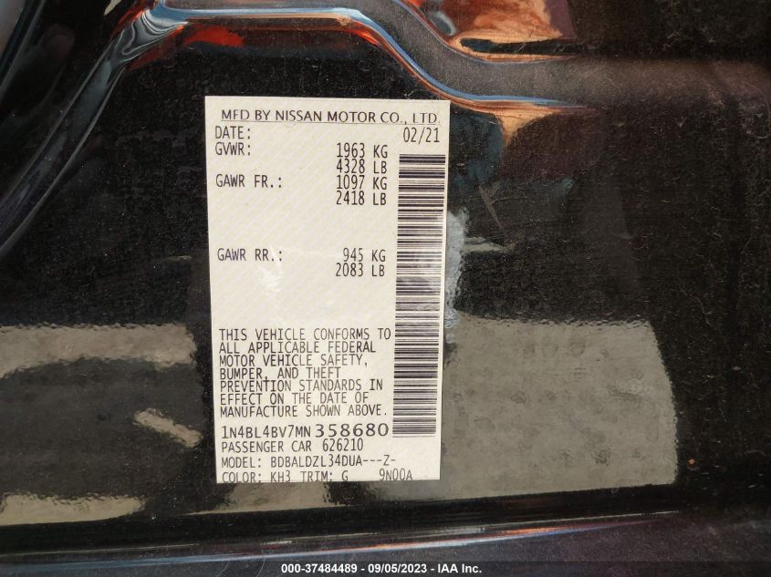 2021 NISSAN ALTIMA 2.5 S - 1N4BL4BV7MN358680