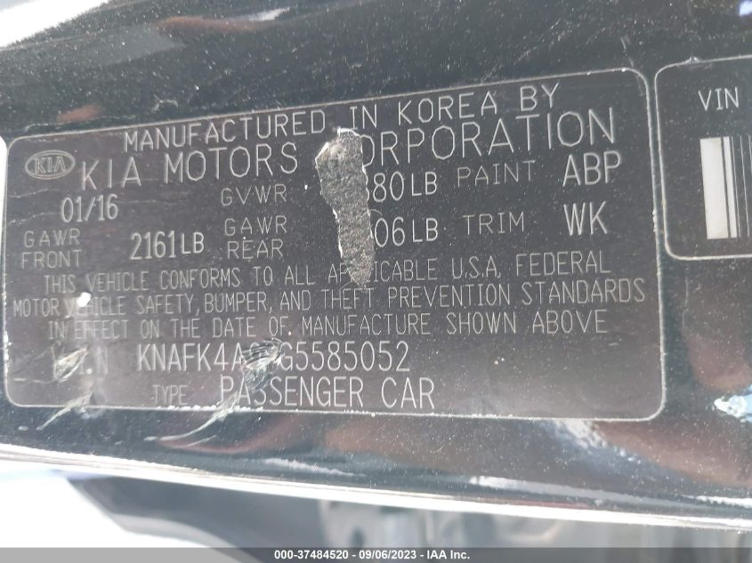 2016 KIA FORTE LX - KNAFK4A63G5585052