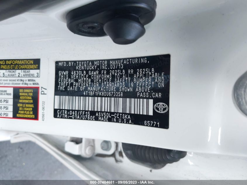 2013 TOYOTA CAMRY L/LE/SE/XLE - 4T1BF1FK8DU673358