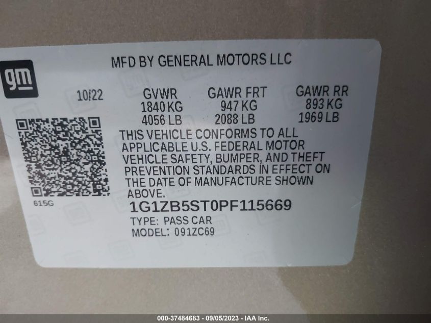 1G1ZB5ST0PF115669 Chevrolet Malibu LS 9