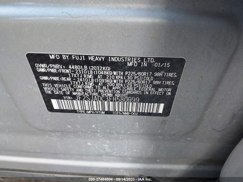 2015 SUBARU FORESTER 2.5I PREMIUM - JF2SJADC3FH580999