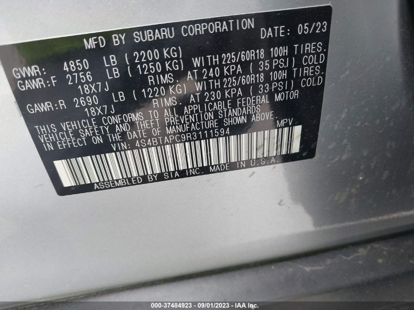 2024 SUBARU OUTBACK - 04S4BTAC9R3111594