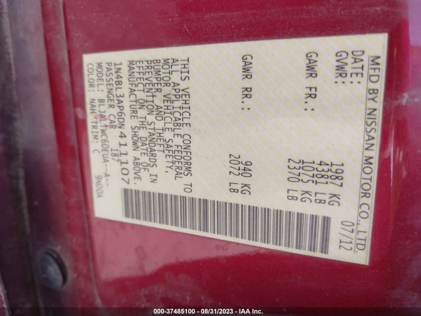 2013 NISSAN ALTIMA 3.5 SV - 1N4BL3AP6DN411107