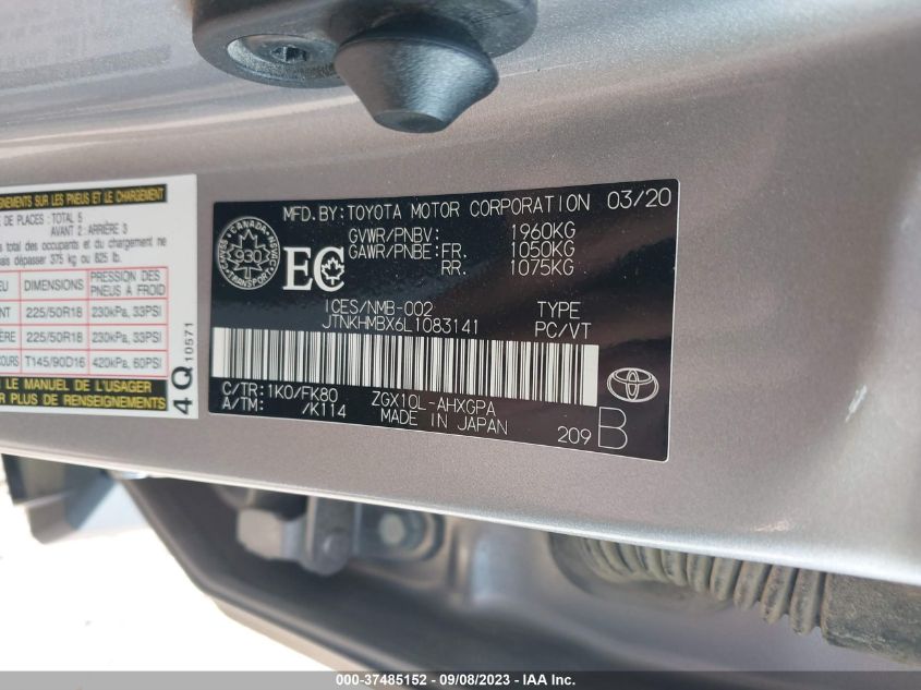 2020 TOYOTA C-HR XLE/LE/LIMITED - 0JTNKHMBX6L108314