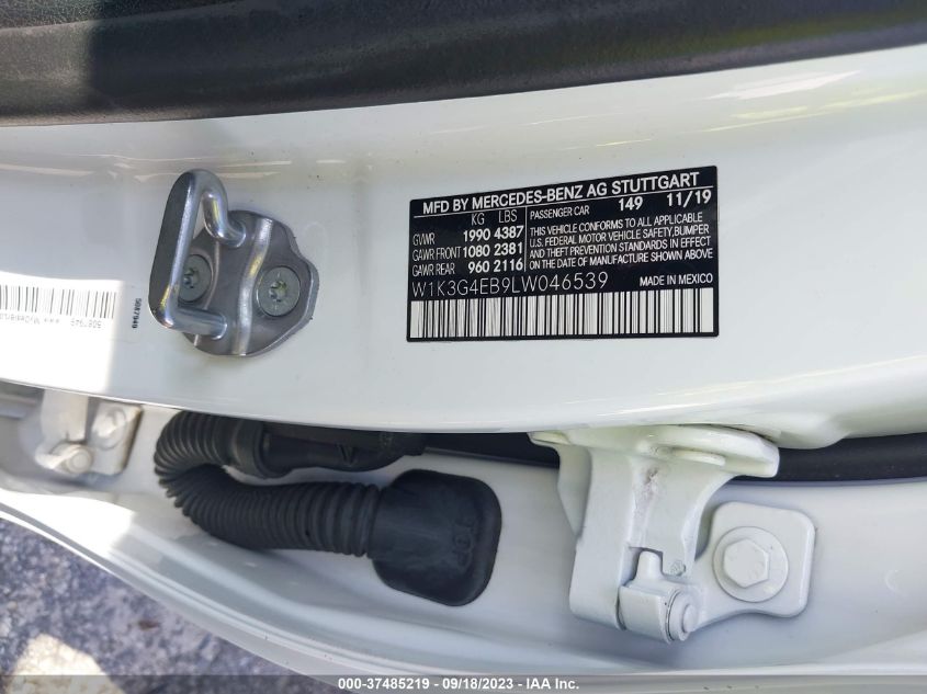 2020 MERCEDES-BENZ A 220 W1K3G4EB9LW046539