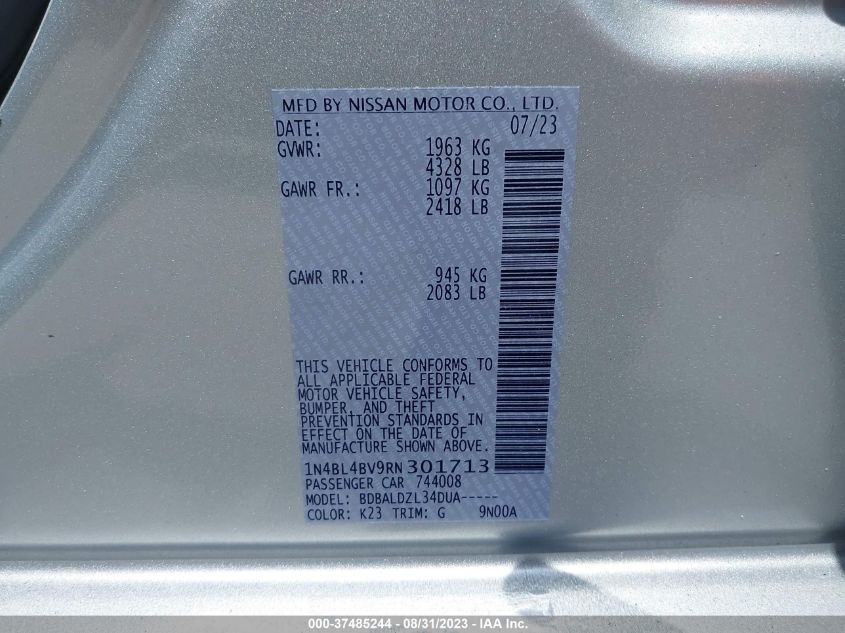 2024 NISSAN ALTIMA 2.5 S - 1N4BL4BV9RN301713