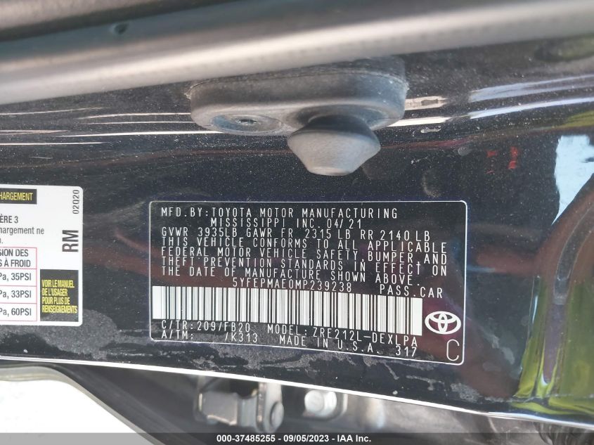 2021 TOYOTA COROLLA LE - 5YFEPMAE0MP239238