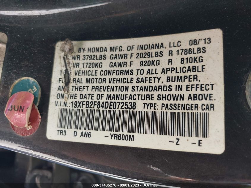 2013 HONDA CIVIC SDN EX - 19XFB2F84DE072538