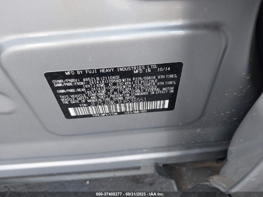 2015 SUBARU FORESTER 2.0XT TOURING - JF2SJGWC3FH536551