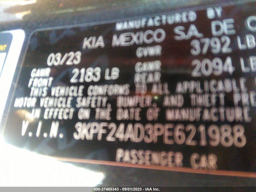 2023 KIA FORTE LX/LXS - 3KPF24AD3PE621988