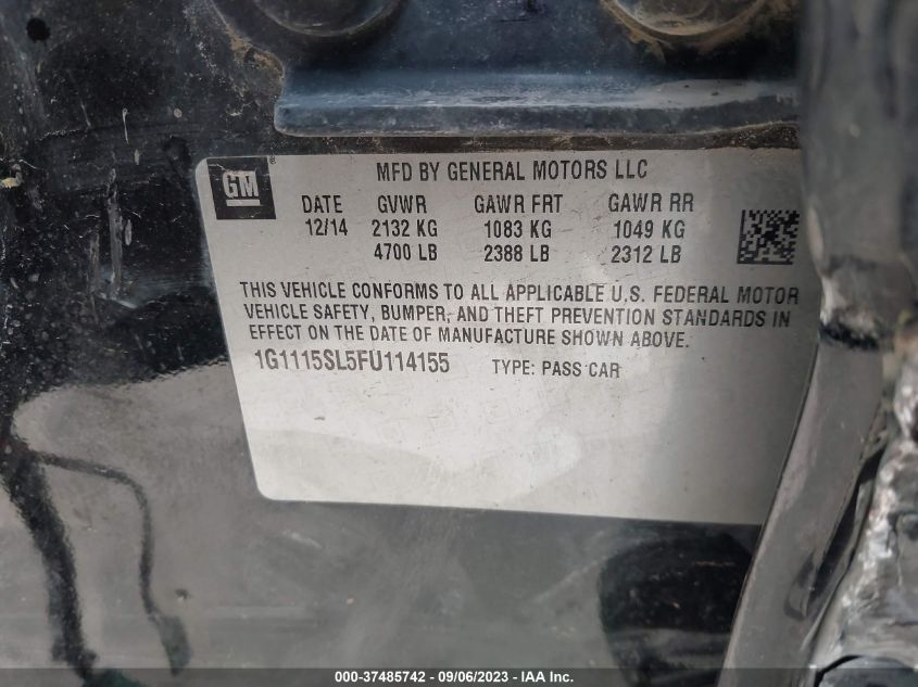 2015 CHEVROLET IMPALA LT - 1G1115SL5FU114155