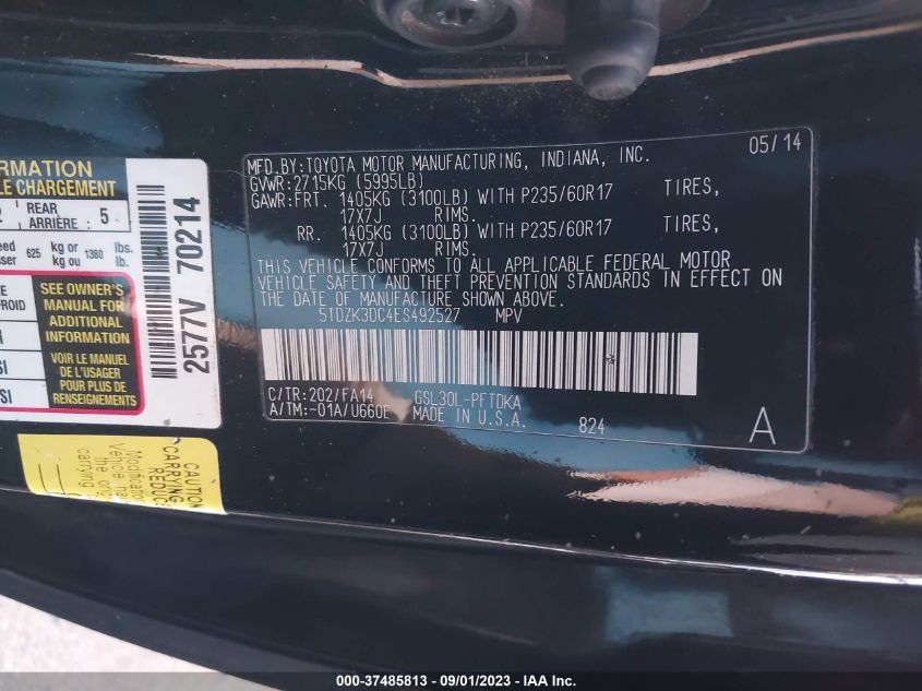 2014 TOYOTA SIENNA L - 5TDZK3DC4ES492527