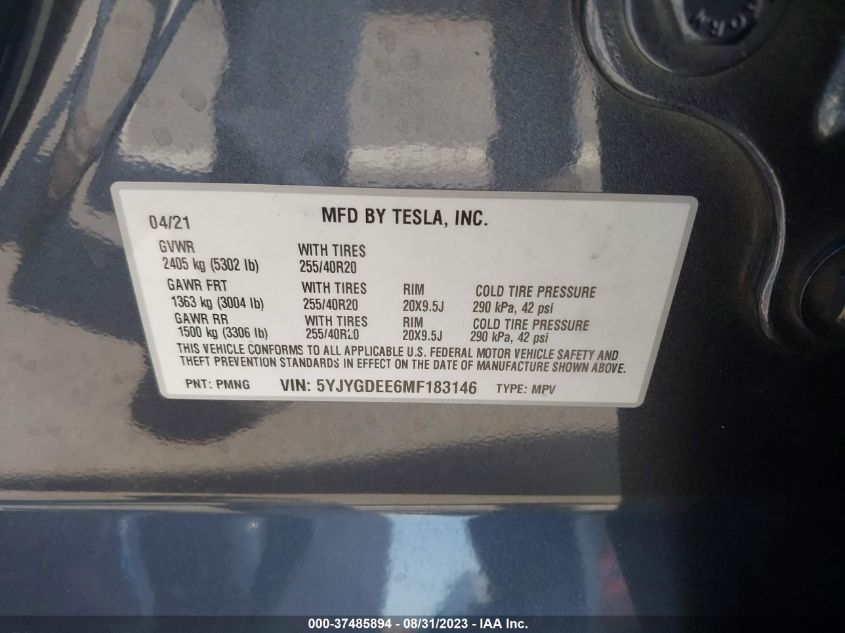 2021 TESLA MODEL Y LONG RANGE - 5YJYGDEE6MF183146