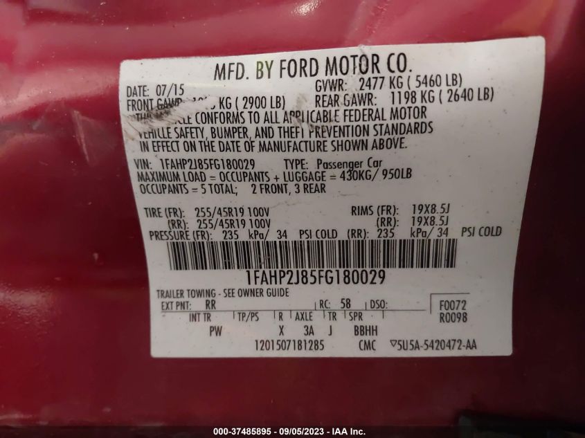 2015 FORD TAURUS LIMITED - 1FAHP2J85FG180029