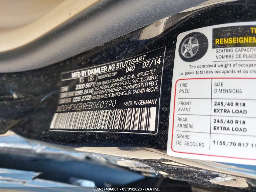 2014 MERCEDES-BENZ E 350 WDDHF5KB9EB060390