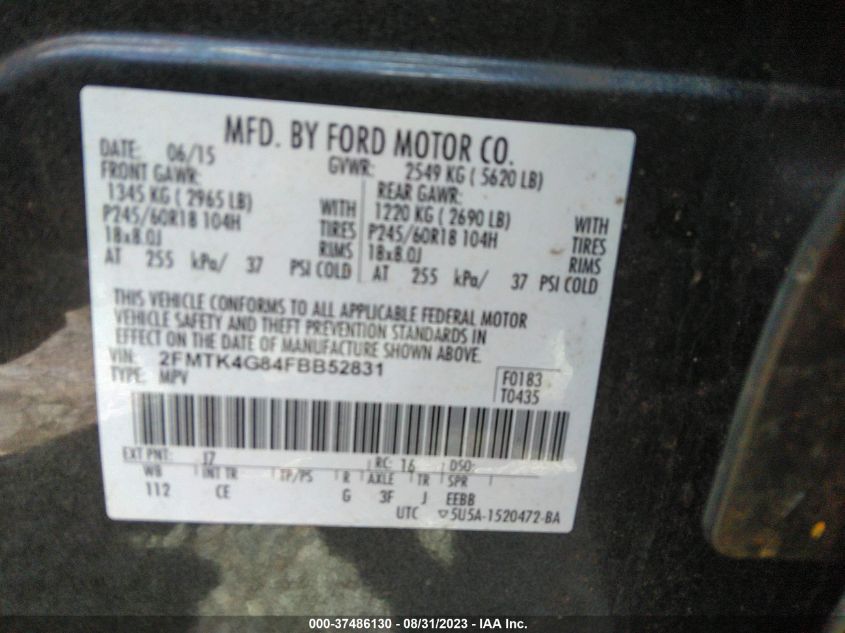 2015 FORD EDGE SE - 2FMTK4G84FBB52831