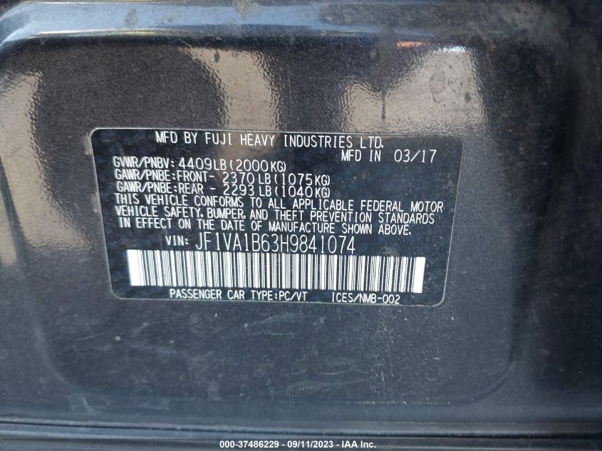 2017 SUBARU WRX - JF1VA1B63H9841074
