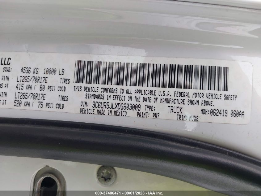 2013 RAM 2500 SLT - 3C6UR5JLXDG603009