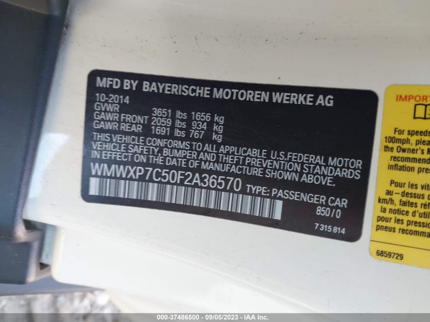 2015 MINI COOPER HARDTOP S - WMWXP7C50F2A36570