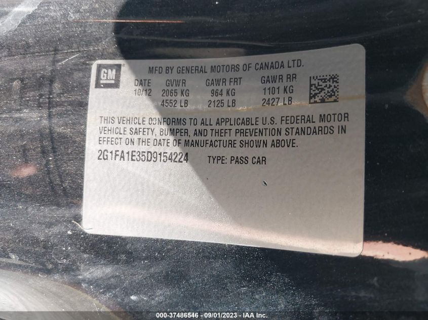 2013 CHEVROLET CAMARO LS - 2G1FA1E35D9154224