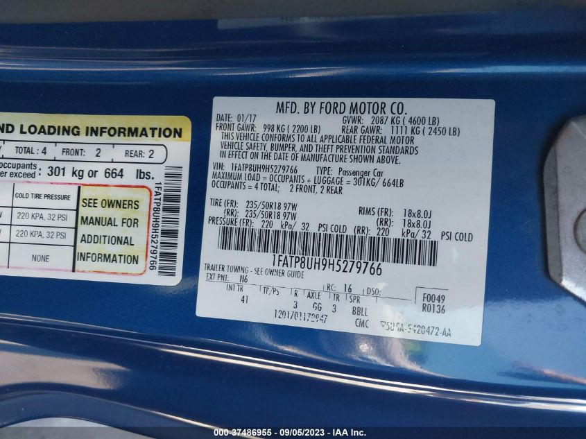 2017 FORD MUSTANG ECOBOOST PREMIUM - 1FATP8UH9H5279766
