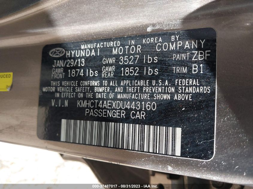 2013 HYUNDAI ACCENT GLS - KMHCT4AEXDU443160