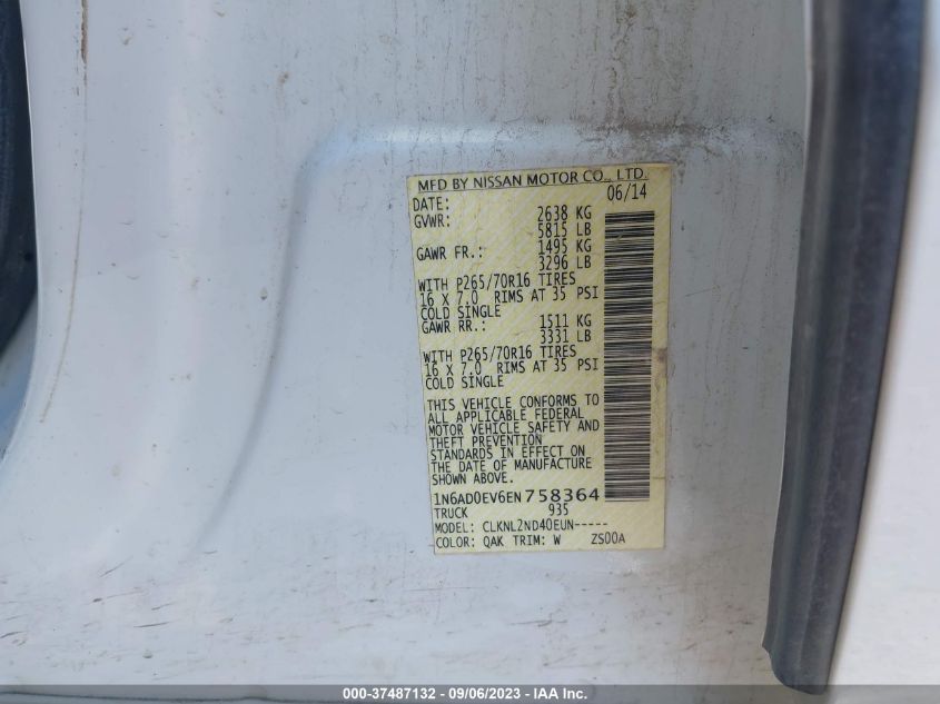 2014 NISSAN FRONTIER SV - 1N6AD0EV6EN758364