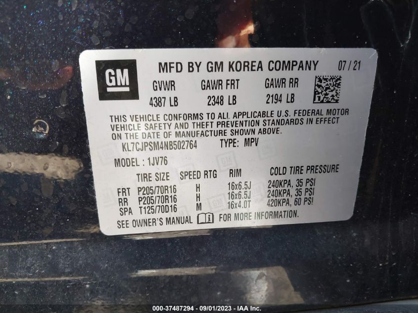 2022 CHEVROLET TRAX 1LT - KL7CJPSM4NB502764