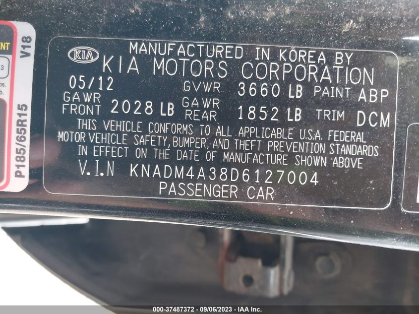 2013 KIA RIO LX - KNADM4A38D6127004